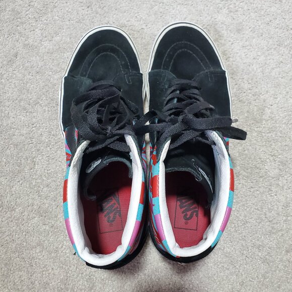 VANS Sk8-Hi Retro Mart Sneakers Hi-Top Leather Suede Lace Up Black Red M9.5 W11 - Picture 8 of 10